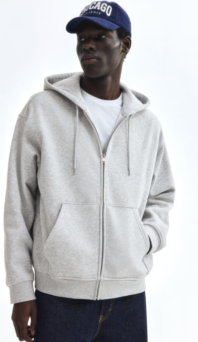Men's Zip-Up Hoodie - Grey