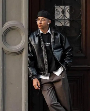 Handmade Sheep Leather Bomber Jacket