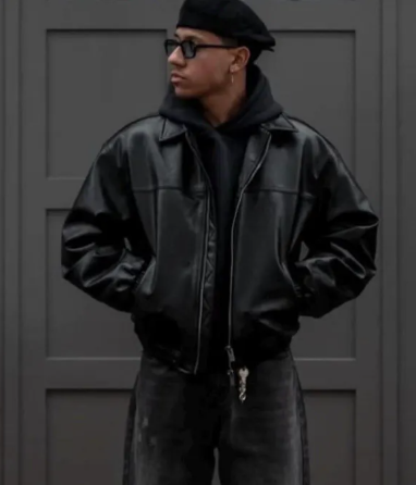 Handmade Sheep Leather Bomber Jacket