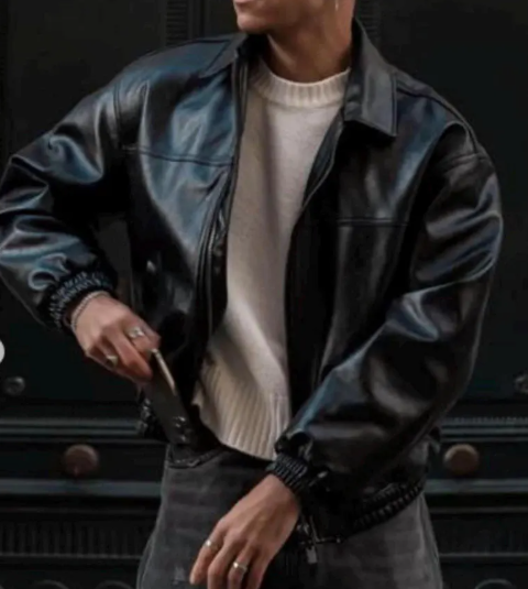 Handmade Sheep Leather Bomber Jacket