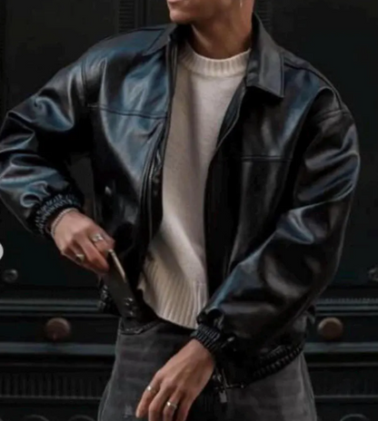 Handmade Sheep Leather Bomber Jacket