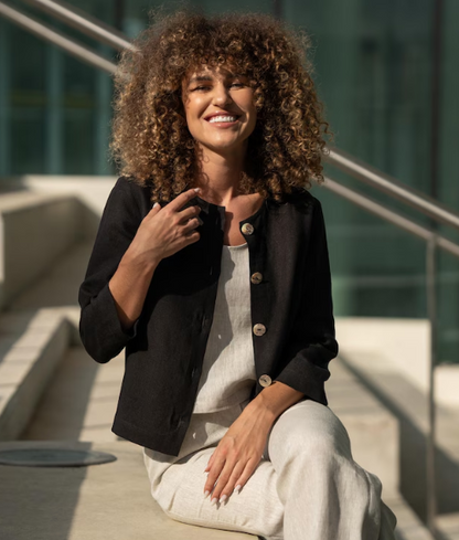Cropped Cardigan Button Down Linen Jacket Summer Linen